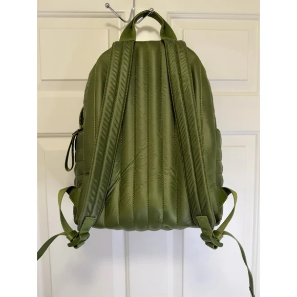 Kate Spade New York Quilted Green Nylon Puffer Mini/Medium Zip Backpack - Picture 2 of 15